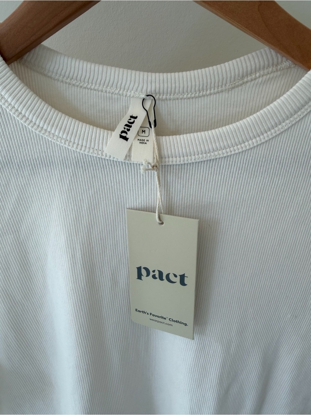 NWT Pact Perfect Rib Layering Long Sleeve Cream Organic Cotton Medium - Picture 2 of 6